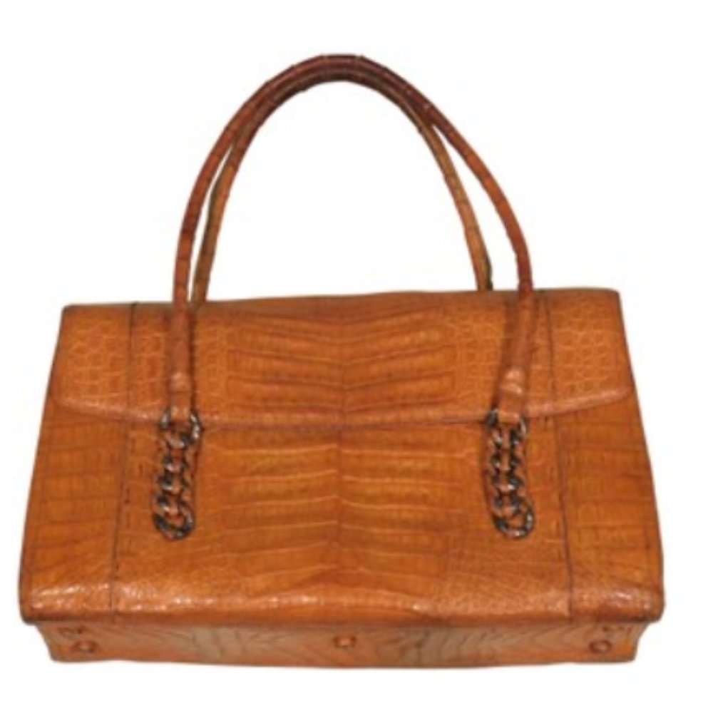 Nancy Gonzalez 40 Tan Crocodile Skin Shoulder Bag